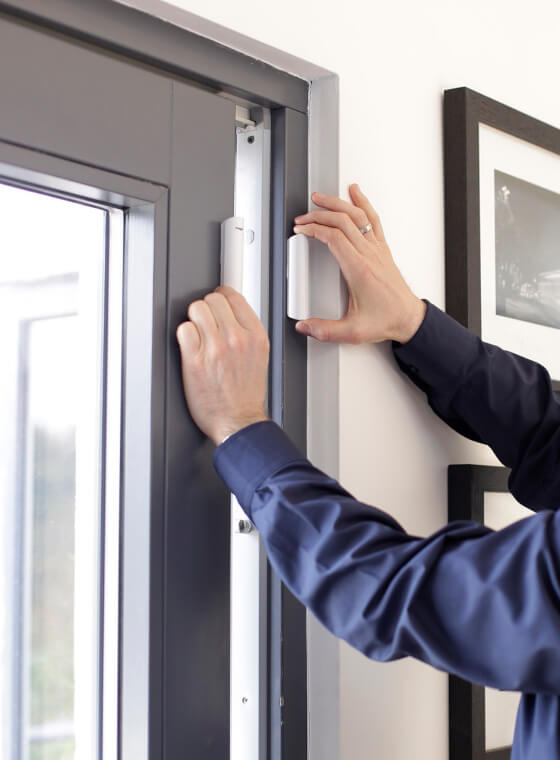 wireless alarm sensor installation on door